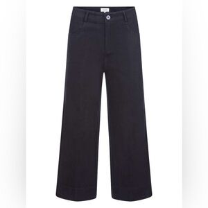 Grace & Mila Black Wide Leg Trousers Size M High Rise Cropped Cotton David